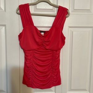 Peach ruffled dressy sleeveless top